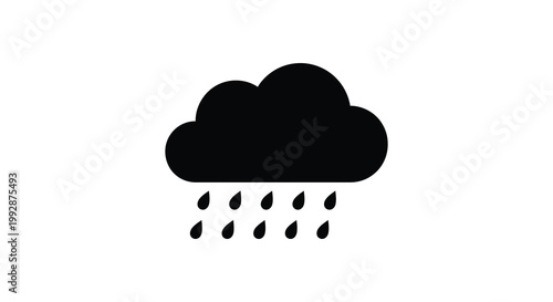 A dark cloud with raindrops falling depicted as a striking silhouette