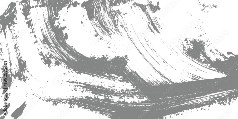 Obraz premium Dynamic grey paint brush stroke swirl texture on white background