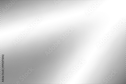 Dotted pattern background with halftone fade texture. Vector abstract gradient grid gradation of black circles. Duotone noisy effect for comic design and modern graphic art