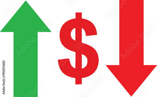 Financial trends illustrated by dollar sign with up and down arrows Vector