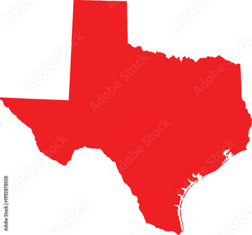 Fényképezés Bold outline of the state of texas filled with vibrant red color Vector