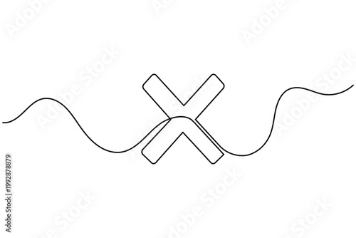 Εκτύπωση καμβά Cross continuous one line minimalist icon symbol