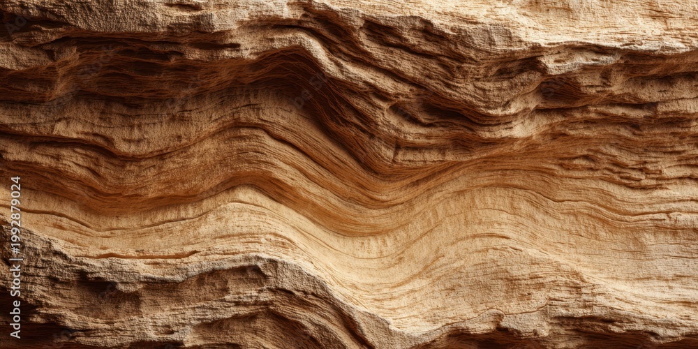 Naklejka premium The Rock Formation With Layered Sandstone Waves Carved By Wind And Time