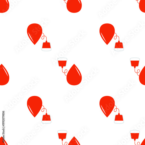 Red blood donation bag icons repeat on a transparent background for World Donation Day campaigns
