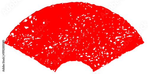 和風の判子デザインの赤い扇形フレーム