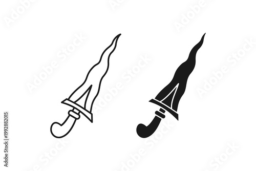 Traditional Indonesian wavy blade dagger called Keris icon