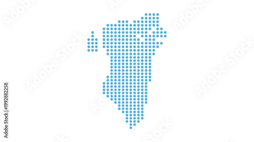 Bahrain Map Blue Dotted Vector – Minimalist Halftone Circle Grid Silhouette Isolated on White Background for Technology and Business Infographic Design