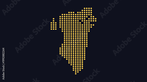 Bahrain Map Gold Dotted Vector on Dark Background – Luxury Halftone Circle Silhouette for Premium Business Presentation and Technology Infographic Design