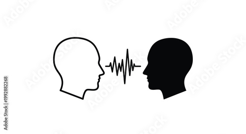 Cuadro en lienzo This graphic depicts two human head profiles facing each other connected by a so