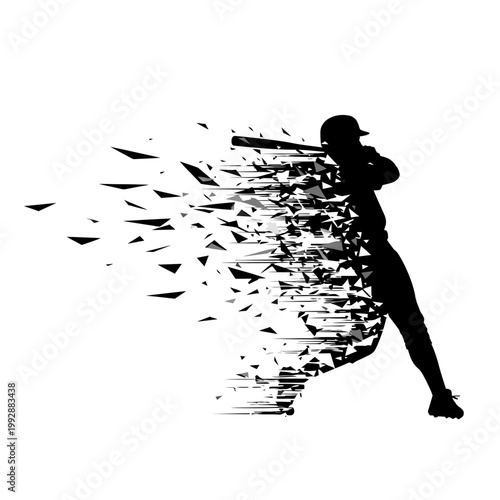 Baseball Player Silhouette Shattering into Fragments