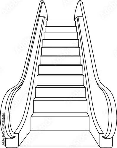 Escalator illustration, modern stair lift vector for shopping mall and public transport