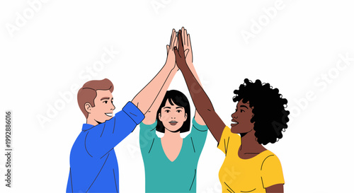 Diverse people stacking hands in unity.