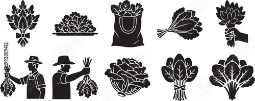 Farmers holding crops silhouette vector illustration with black and white agriculture vegetable gathering silhouette illustration isolated minimalist silhouette vector illustration