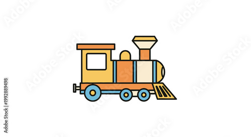 Colorful Vector Train toy locomotive illustration icon