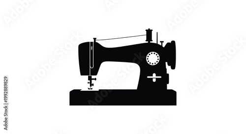 A striking black silhouette of a vintage sewing machine a classic design silhouette