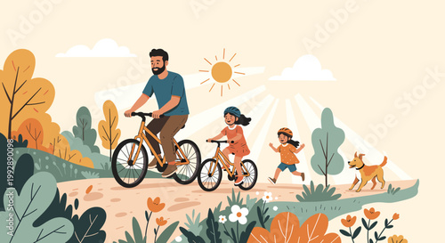 A calming illustration depicting a stylized autumn scene. Ideal for backgrounds, website design, or promoting seasonal content with a peaceful mood.