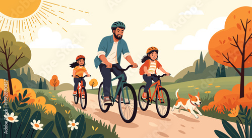 A serene illustration depicting a fall landscape with wildflowers. Ideal for seasonal content, blog posts, or backgrounds evoking tranquility and natu