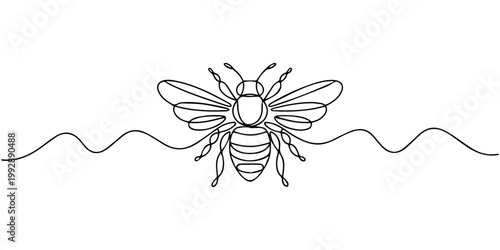 bee continuous one line drawing, bee continuous one line drawing, continuous line of bees.one line drawing of flying bees. minimalist single line vector illustration. one line Icon drawing, Continuous