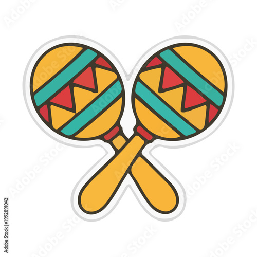 Colorful Mexican Maracas Musical Instrument Vector Illustration