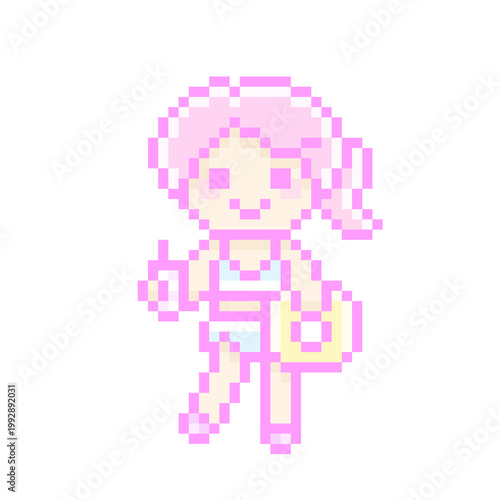 ピクセルアートな海水浴スタイルの女の子♪PNG