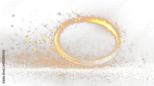 Tableau sur toile Gold ring spinning in glitter on a black and white background during a creative
