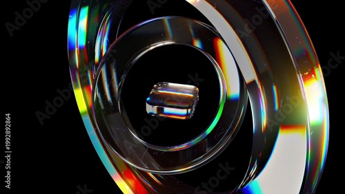 Glass circle composition. Computer generated 3d render