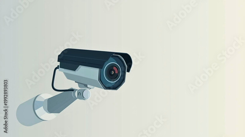 A sleek security camera is mounted on a wall in a modern indoor setting.