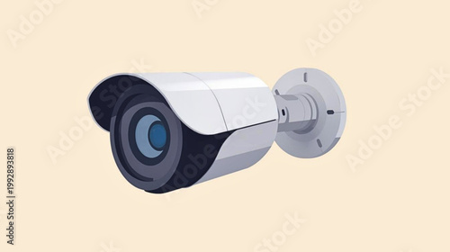 A surveillance camera is mounted on a wall for security purposes.