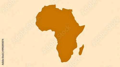 Map of Africa continent with outline on beige background