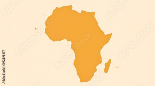 The map illustration depicts Africa continent in orange on beige background