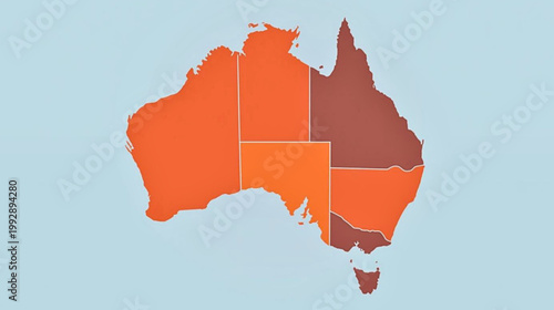 The map of Australia displays geographic regions and boundaries on land.
