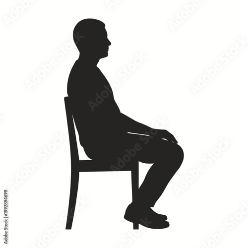 Flat vector silhouette of a man sitting on a chair
