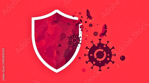 Virus particles are repelled by a protective shield outdoors.