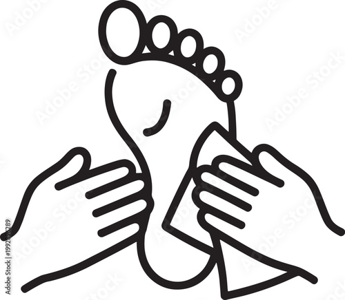 Hands gently massaging a foot with a cloth, symbolizing hygiene, relaxation, and self-care treatments for foot wellness.