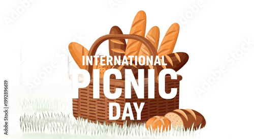 International Picnic Day, picnic basket, bread, grass, celebration, outdoor