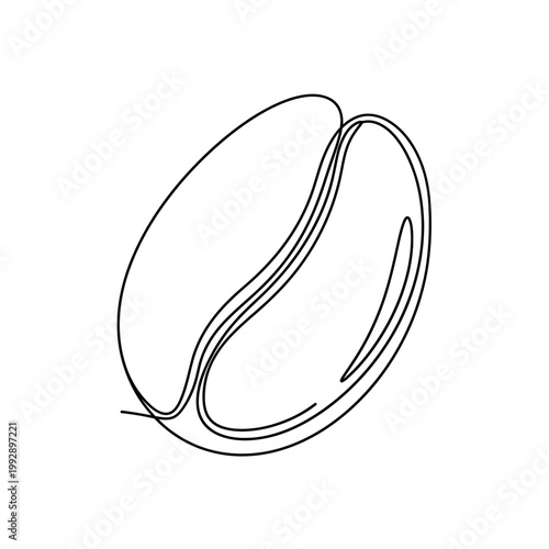 Minimalist single line drawing of a coffee bean, simple, elegant, black and white art