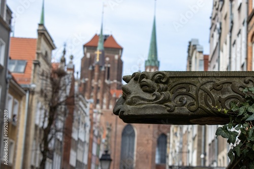 Old Sculpture Gdansk. Gargoyle on Mariacka Street Poland.