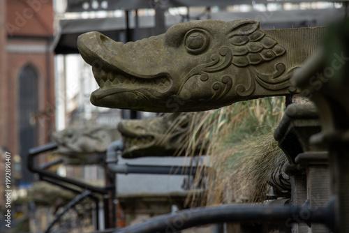 Old Sculpture Gdansk. Gargoyle on Mariacka Street Poland.
