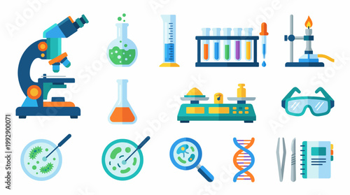 A laboratory setup with various science equipment and tools for experiments