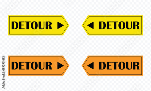 Traffic Detour sign on white background. Detour symbol. flat style . Vector Illustration . EPS 10 .
