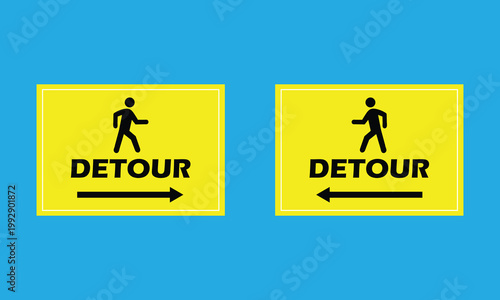 Traffic Detour sign on white background. Detour symbol. flat style . Vector Illustration . EPS 10 .