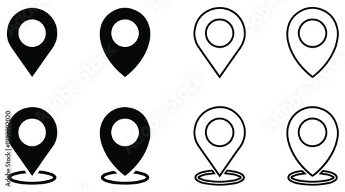 Location Pin & Map Marker Icons: GPS, Place, New Location Symbols – Editable Line Flat Set