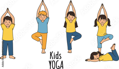 Celebrating international yoga day kids enjoying fun and healthy yoga poses
