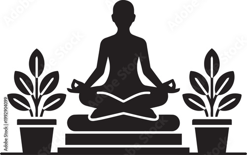 Celebrating yoga day silhouette of a person meditating for wellness and peace