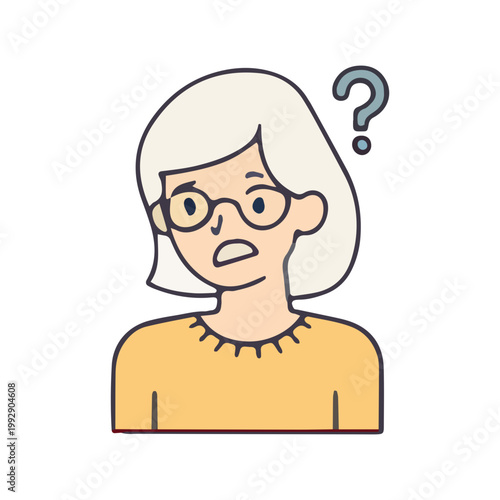 Confused Senior Woman Illustration