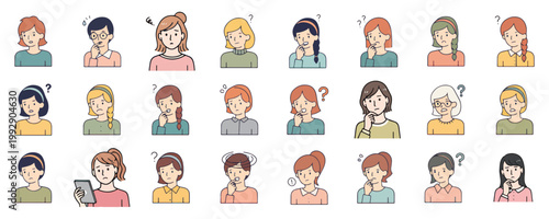 Set of People Thinking and Questioning