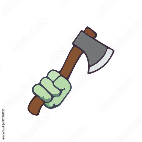 Cartoon Hand Holding an Axe Illustration