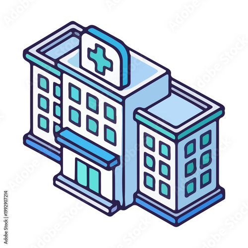 Isometric Hospital Building Illustration Icon