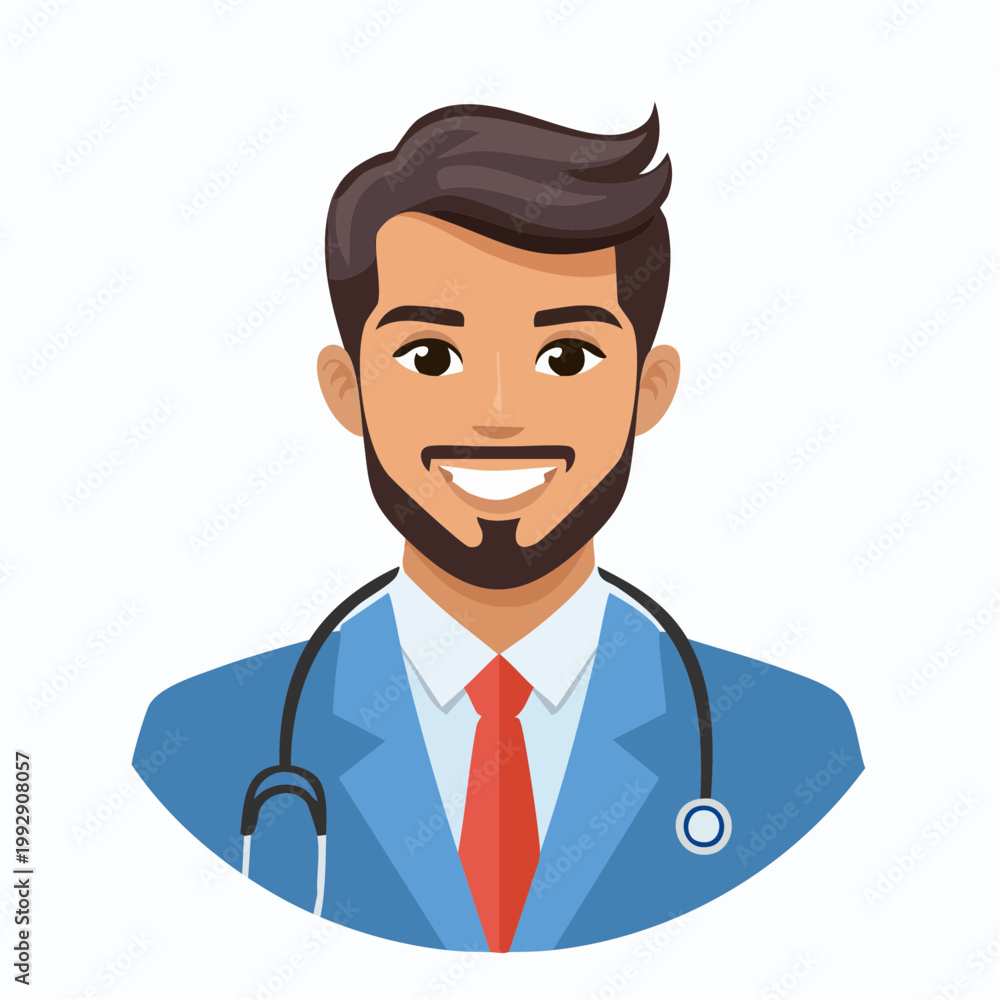 Fototapeta premium Professional smiling male physician vector portrait illustration
