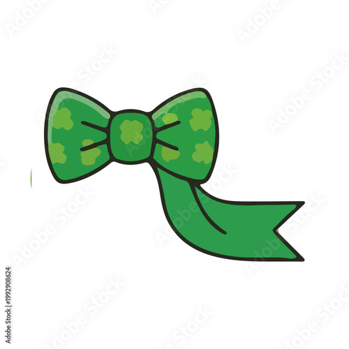 St Patricks Day Green Bow Tie with Clover Pattern